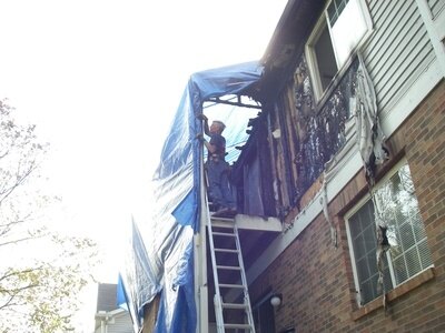 Tarp exterior before restoration