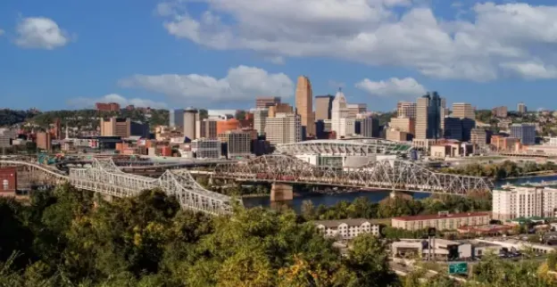 The Cincinnati, OH, skyline.