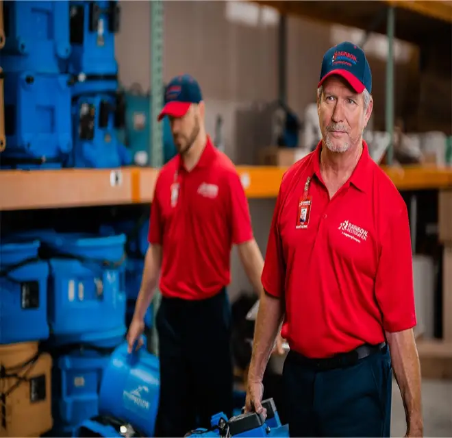 Rainbow Restoration’s emergency response team carries equipment for a water damage loss in Thornton, CO.