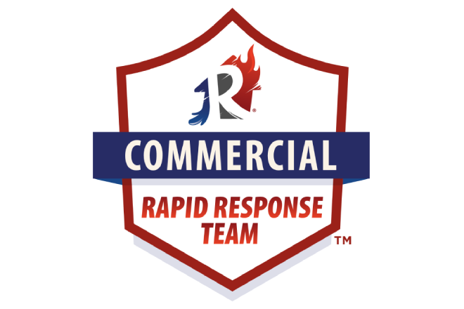 Rainbow Restoration's Commercial Rapid Response Team badge.