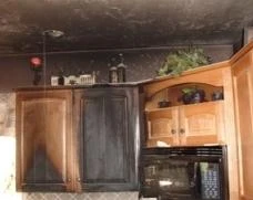 Fire damage in a home