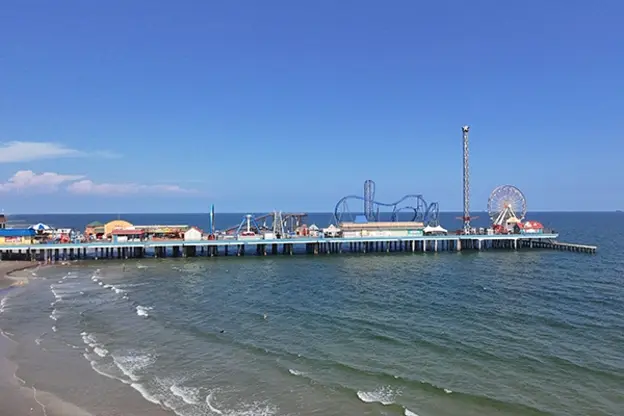 Galveston Island Historic Pleasure Pier in Galveston, TX.