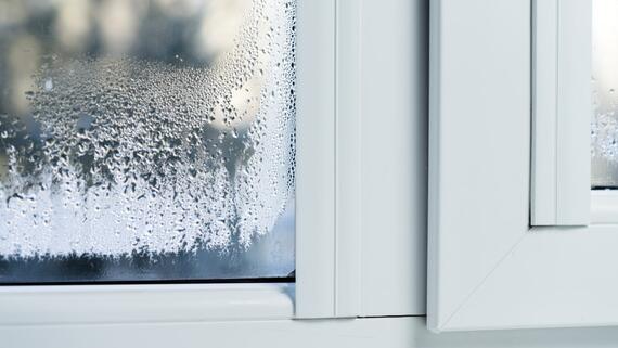 Condensation around a window.